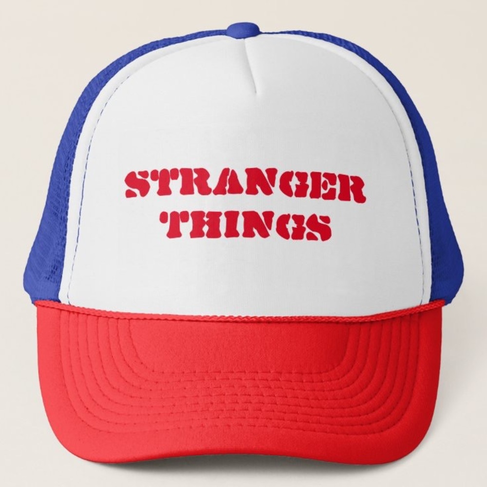 Stranger things ball cap, red blue white color, nylon mesh